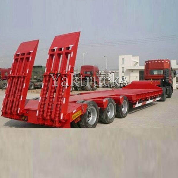 Low bed trailer with low body to transport big equipment excavator bulldozer pushdozer